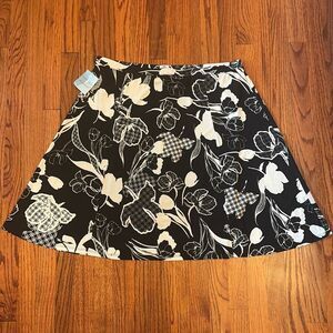 JACLYN SMITH Black & White Floral Skirt XXL NWT